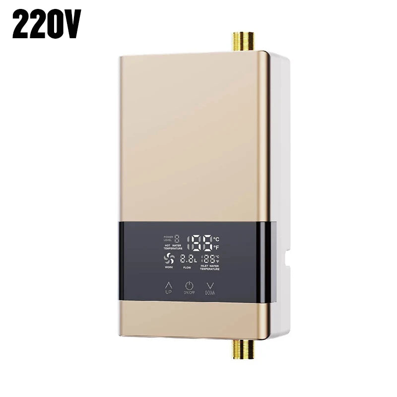 110V/220V Instant Water Heater Bathroom Kitchen Wall Mounted Electric Water Heater Hot Water Shower LCD Temperature Display