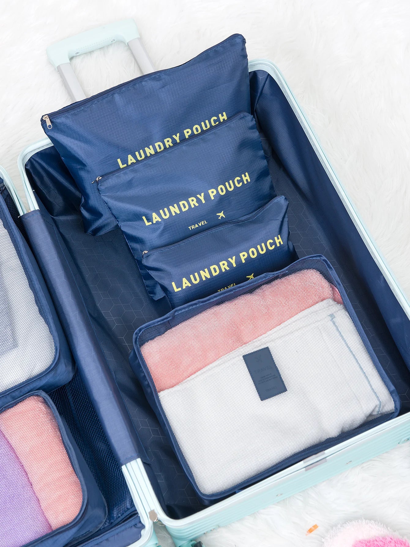 Organizador de viaje portátil para mujer, bolsas de almacenamiento de equipaje, ropa, zapatos, 6 piezas