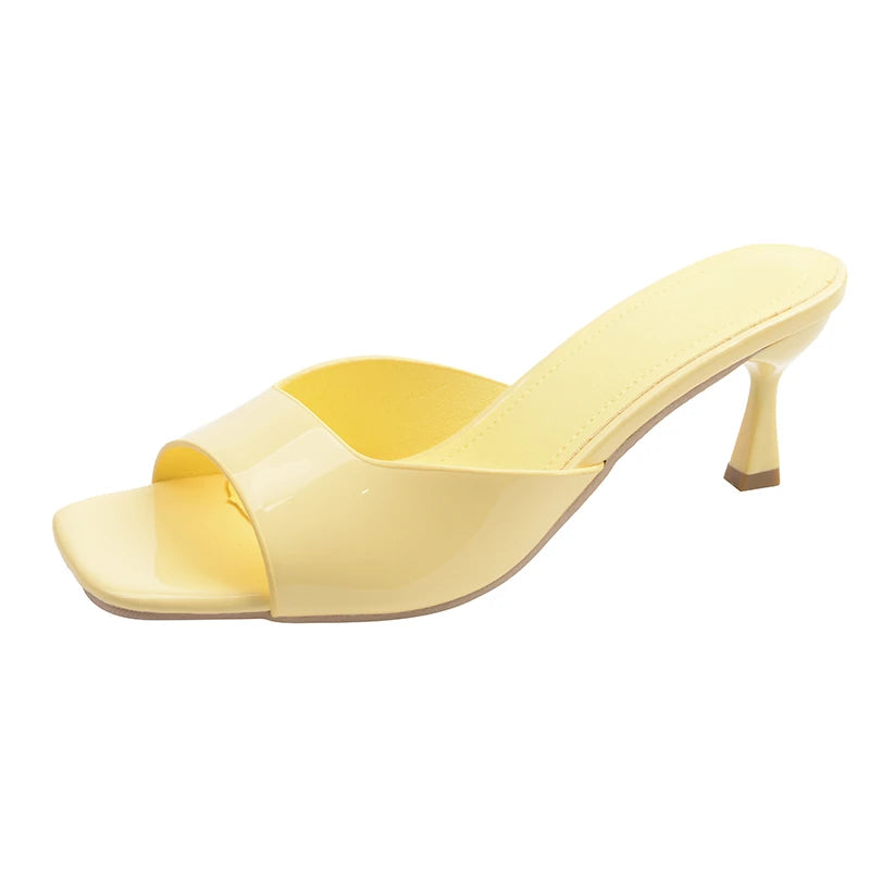 Sandalias de tacón alto para mujer, novedad de verano, moda con punta cuadrada y punta abierta, Sandalias de tacón alto negras cómodas e informales elegantes