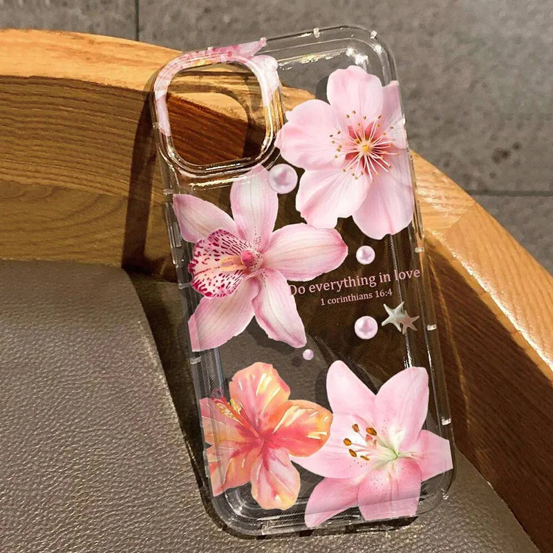 Funda de teléfono de goma suave con estampado Floral de hibisco para iPhone 17 Air 16 15 13 14 12 11 Pro Max 16E 7 8 14 15 16 Plus cubierta transparente