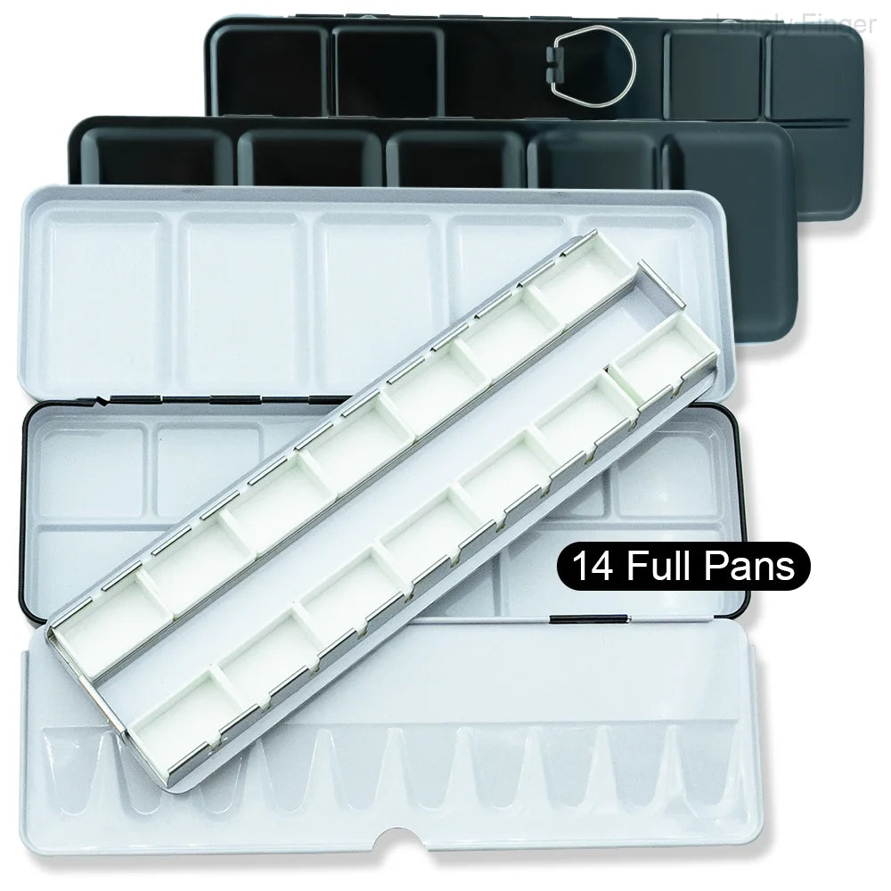 Caja de paleta de estaño de acuarela de Metal vacía con 14/26/52 Uds. Medias sartenes de acuarela vacías desmontables para paleta de acuarelas de viaje DIY