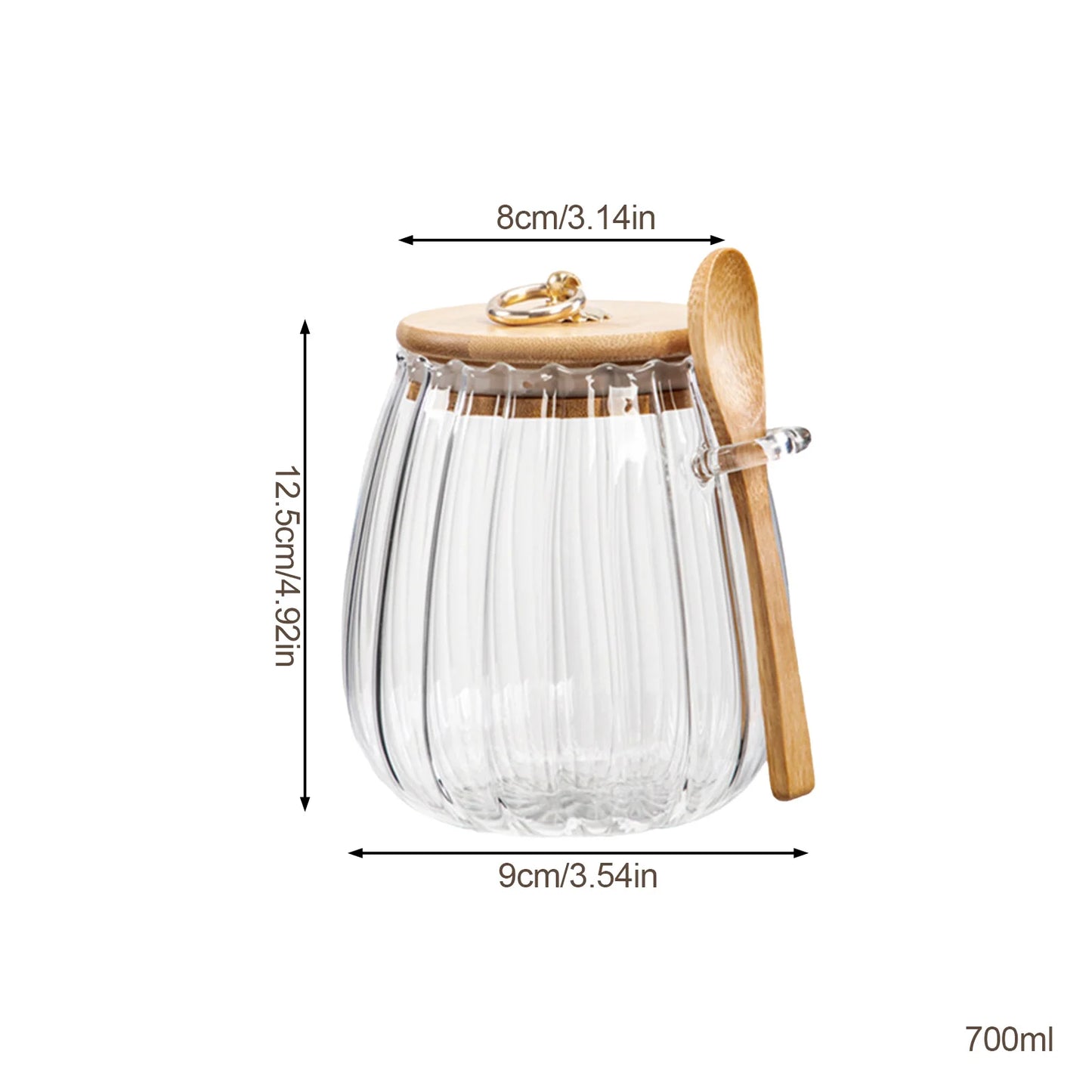 Tarro de vidrio sellado con cuchara y tapa, tarro transparente para especias, pequeño contenedor para almacenar alimentos, tarro para azúcar, tarro para té, tarro para café de cocina
