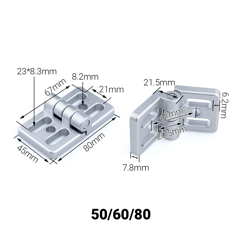 5/10 Uds 2020 3030 4040 4545 bisagras de aleación de Zinc accesorio de perfil de aluminio conector de bisagra de puerta para extrusión de perfil de aluminio