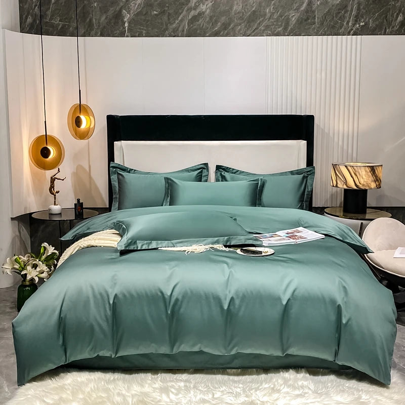 Juego de cama de lujo 100% algodón egipcio funda nórdica funda de almohada Ru Europa doble tamaño Queen King ropa de cama juegos de sábanas suaves