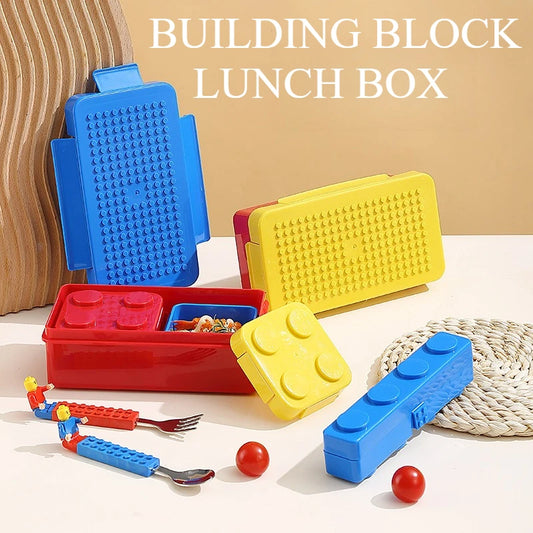 Fiambrera sellada portátil, bloques de construcción de colores, fiambrera para estudiantes para niños, fiambrera Bento colorida para Picnic, ensalada de frutas