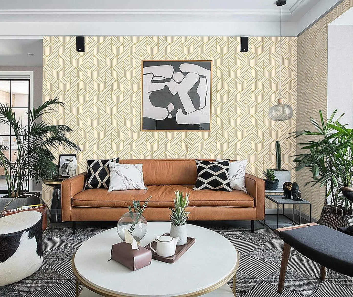 Papel tapiz hexagonal geométrico, papel tapiz autoadhesivo extraíble, papel de vinilo para decoración del hogar y dormitorio