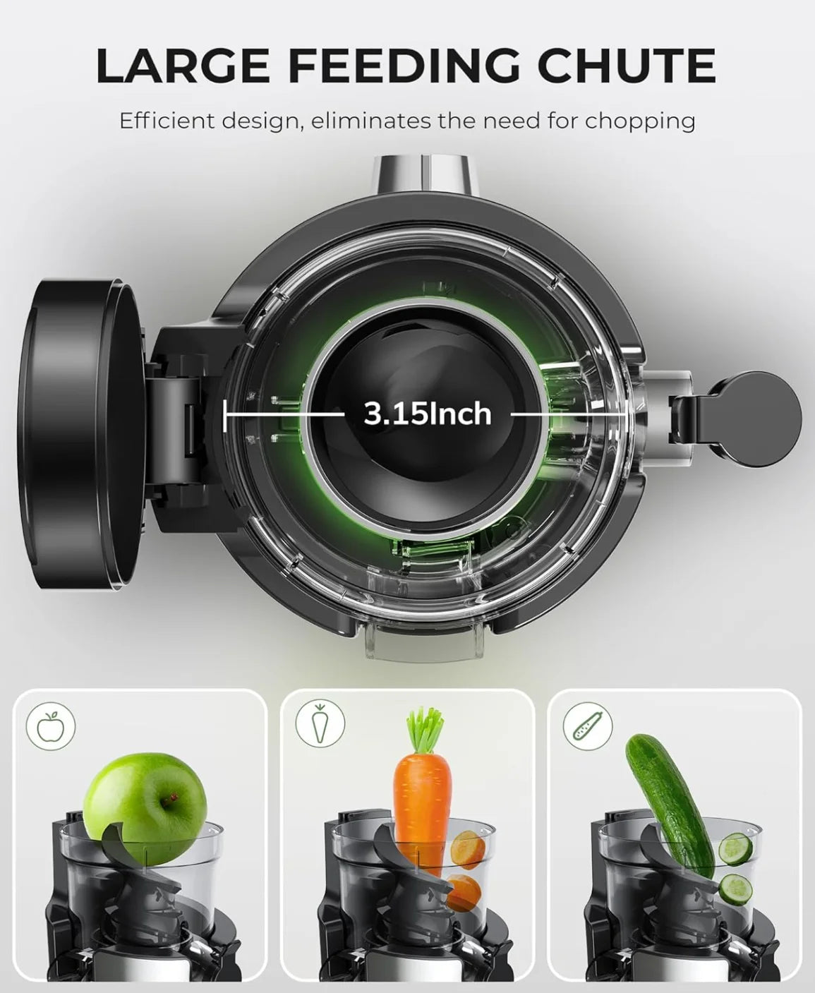 Extractor de Jugos Masticador con Boca de Alimentación Ancha de 126 mm para Frutas, Precio de Fábrica