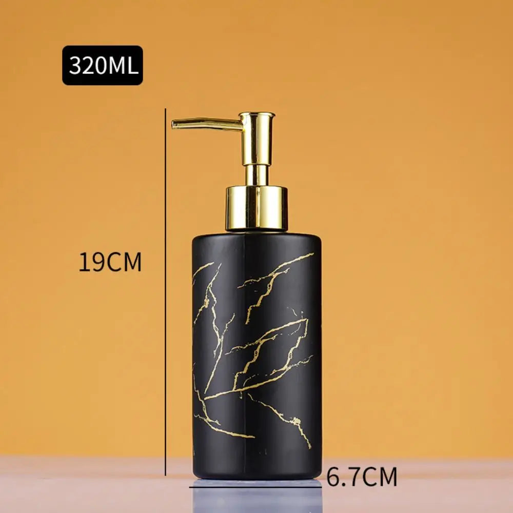 Botella de emulsión de vidrio de 350ML, botellas de loción de baño rellenables de cerámica, accesorios de baño, botella de champú, botella desinfectante de manos