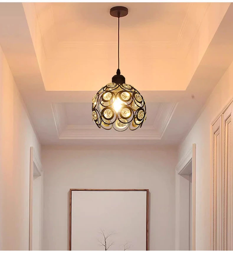 Lámpara Led de cristal para pasillo, balcón, luz de techo, estilo nórdico, personalidad, candelabro pequeño creativo, lámparas de entrada