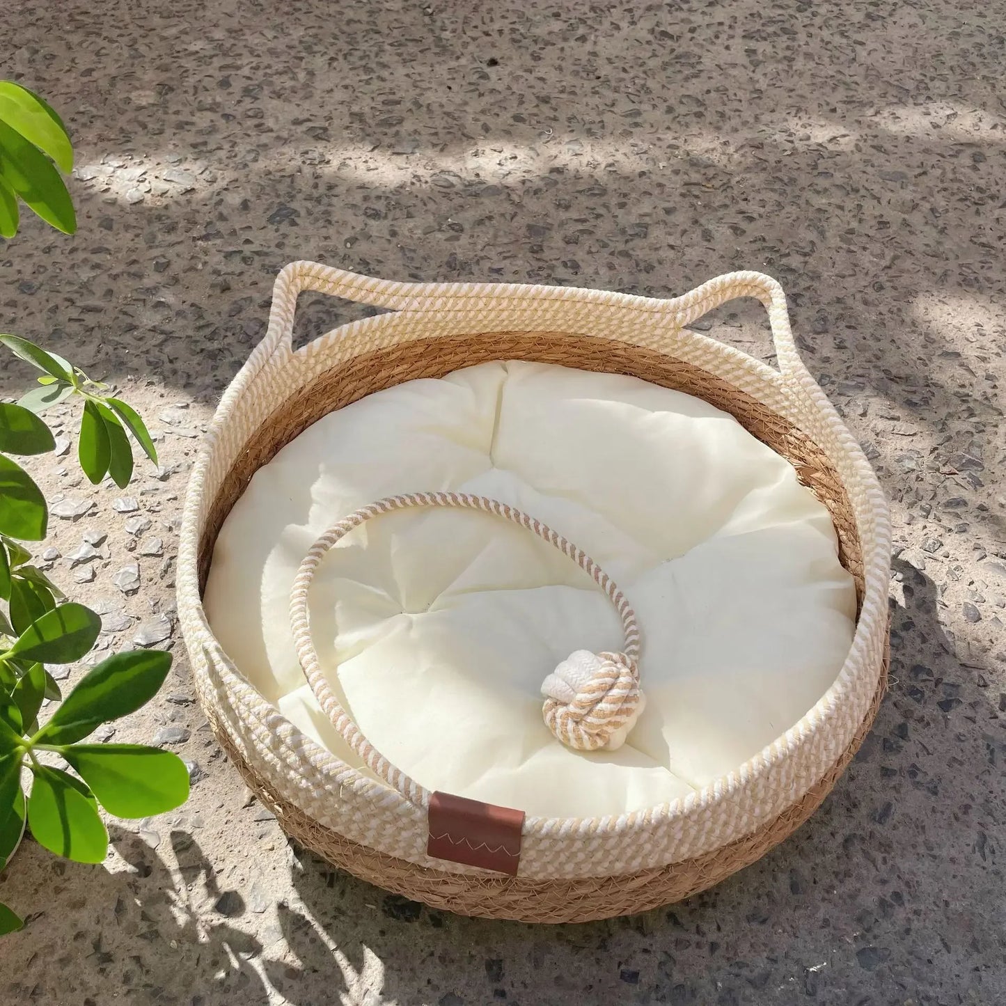 Cama de vid tejida para gatos, cama Circular para mascotas, para todo tipo de clima, cómoda para dormir, 35/40cm, suministros para mascotas
