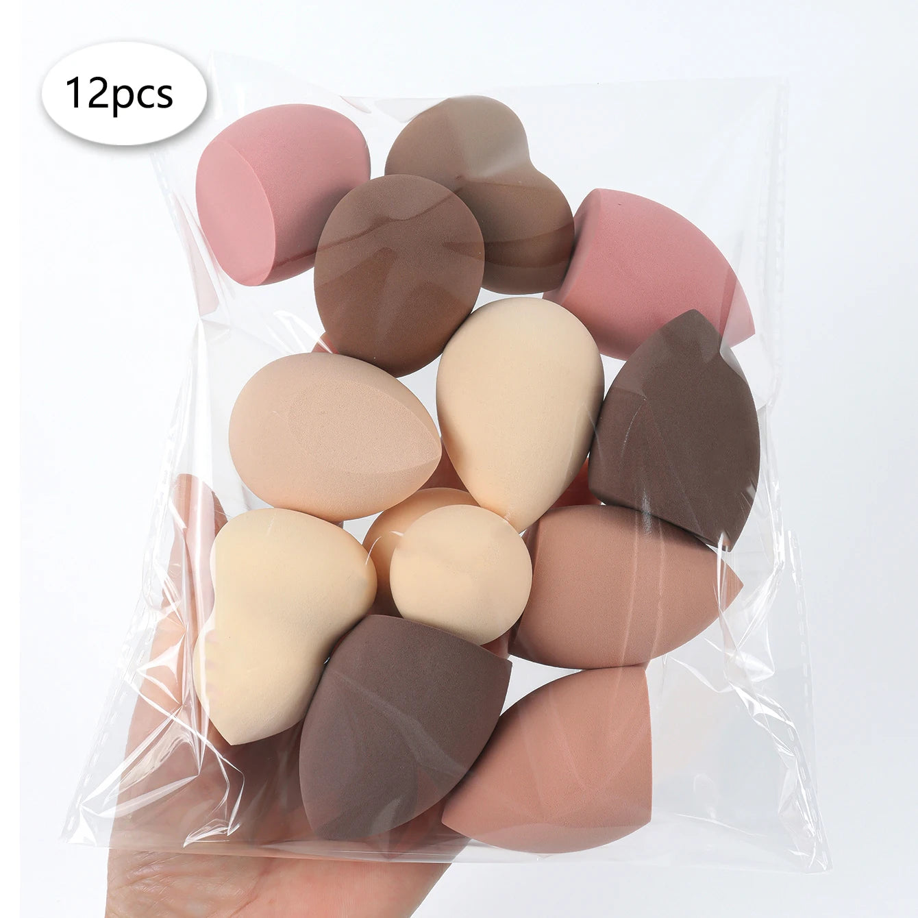 Esponja de maquillaje de leche y café de 3/8/12/16/24/32/48 piezas, adecuada para aplicar maquillaje y fijar el maquillaje, adecuada para todo tipo de piel