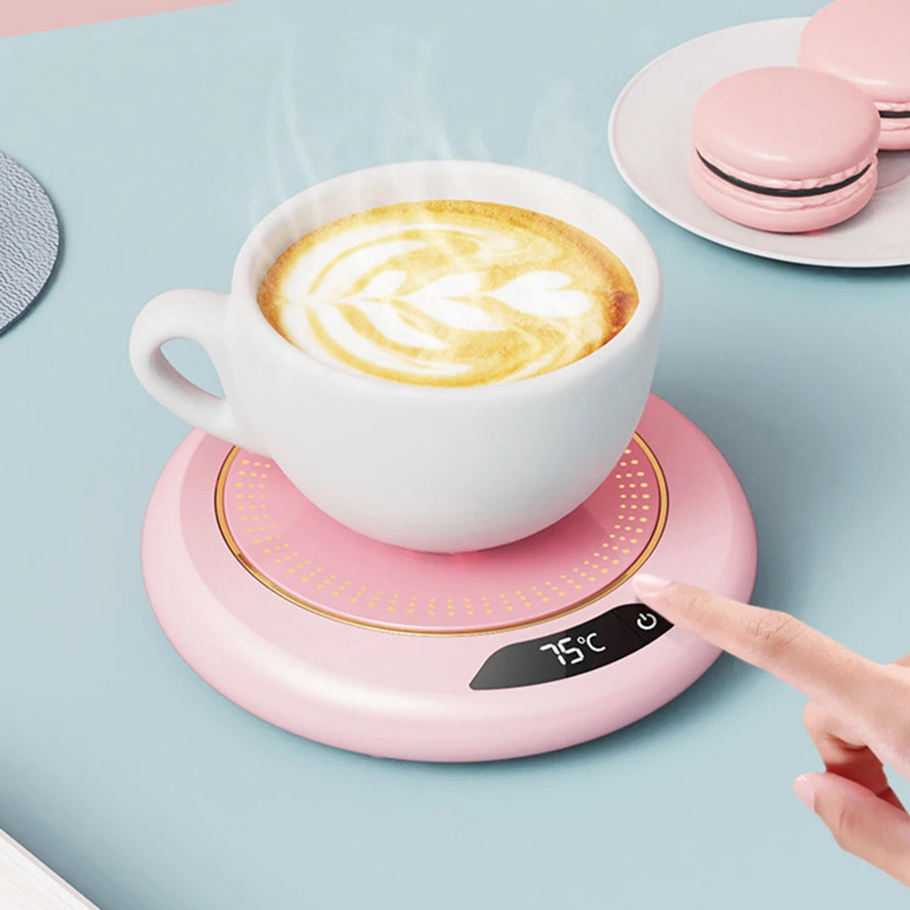 Calentador de Tazas de Café con Temperatura Ajustable, Posavasos Calefactor con 3 Ajustes de Temperatura, Calentador de Tazas de Escritorio con Apagado Automático, Calentador de Agua y Leche