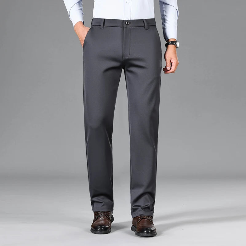 Pantalones de Traje Delgados de Verano para Hombre, Estilo Holgado y Recto, de Cintura Alta, Formales, para Trabajo, Talla Grande 40