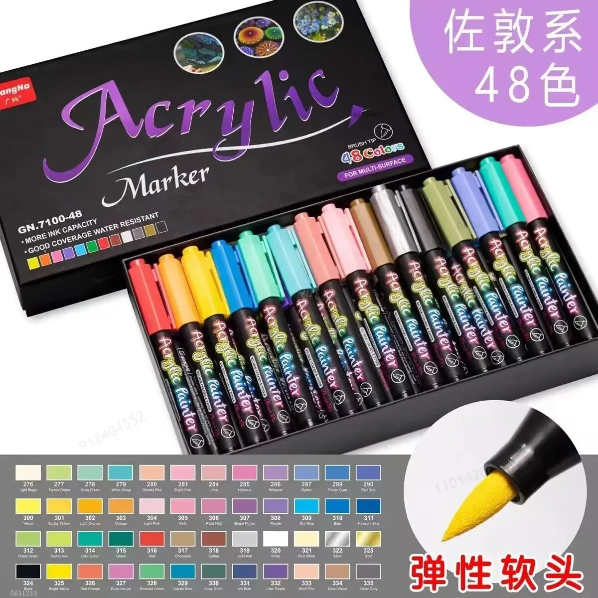 Rotuladores de pincel acrílico para tela, lienzo, piedra, Metal, cerámica, bolígrafo de pintura DIY, 12-60 colores