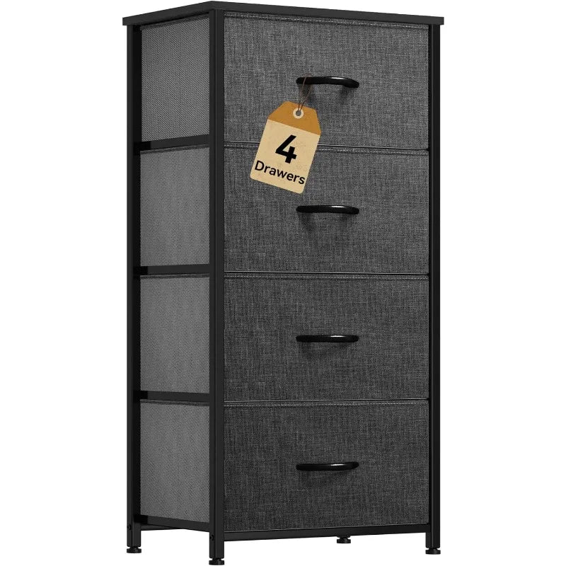 Torre de almacenamiento con 4 cajones - Cómoda de tela, unidad organizadora para dormitorio, sala de estar, armarios - Estructura de acero resistente,