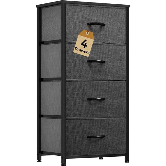 Torre de almacenamiento con 4 cajones - Cómoda de tela, unidad organizadora para dormitorio, sala de estar, armarios - Estructura de acero resistente,