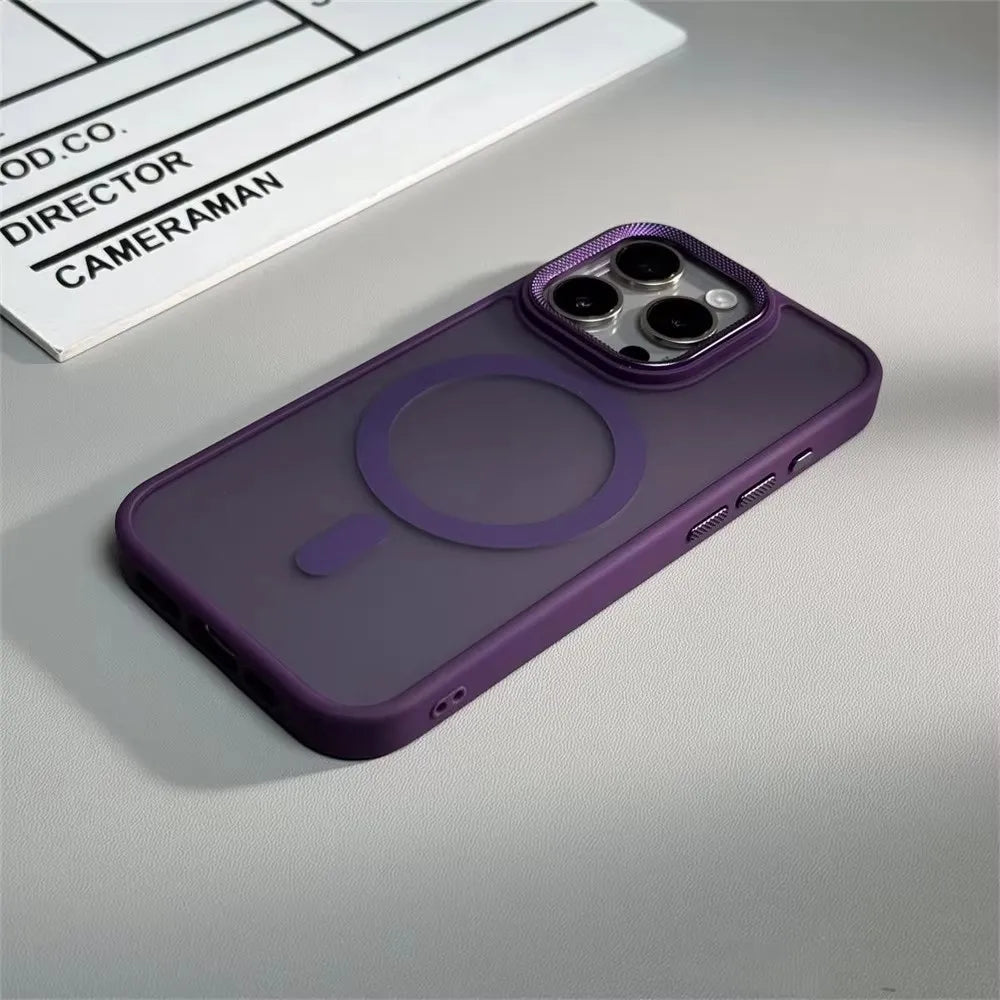 Funda protectora de cámara espiritual de lujo para iPhone 15 16 Pro Max 16 fundas Magsafe para iPhone 14 12 11 13 17 Pro Max cubierta mate