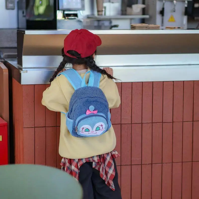 Mochila de gran capacidad de felpa Anpanman Baikinman de 24Cm, mochila de viaje para estudiantes con cremallera de metal y modelo de dibujos animados, correa ajustable para el hombro