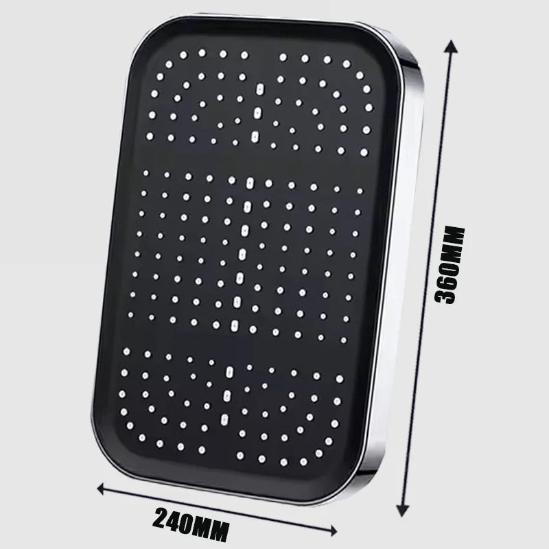 Panel grande de 36CM, cabezal de ducha supercargo montado en el techo de gran flujo, conjunto de 3 modos, lluvia de alta presión, accesorios de ducha de baño