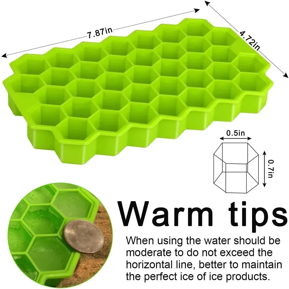 Molde para cubitos de hielo de 37 cavidades, molde para cubitos de hielo de silicona reutilizable, máquina para hacer helados sin BPA con tapas, molde para paletas DIY, bandejas para cubitos de hielo