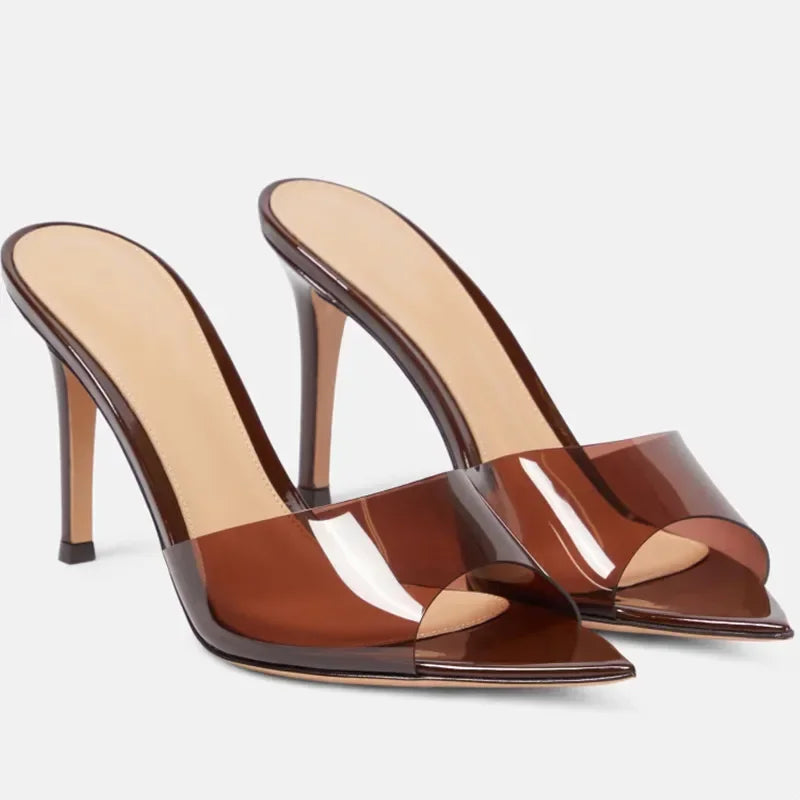 Zapatillas de punta puntiaguda para mujer, zapatos de tacón de aguja de 5cm/8cm/10cm, estilo francés, Sexy, a la moda, talla 46, novedad de verano, 2024