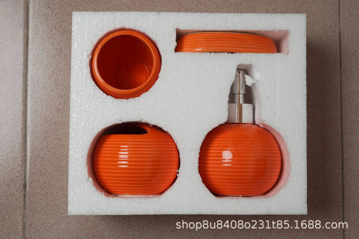 Juego de Accesorios de Baño de Cerámica Modernos y Minimalistas de 4 Piezas - ¡Elegante y Duradero!