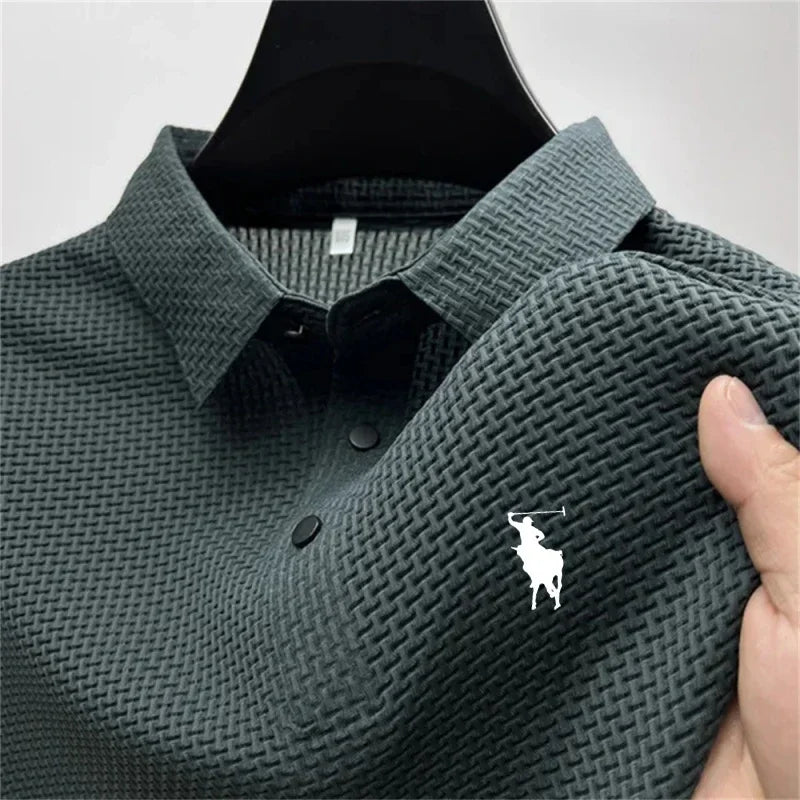 Camisetas de Manga Corta de Seda Helada para Hombre, Verano 2026, Frescas, Transpirables, Estilo Business-Casual, Polo Versátil