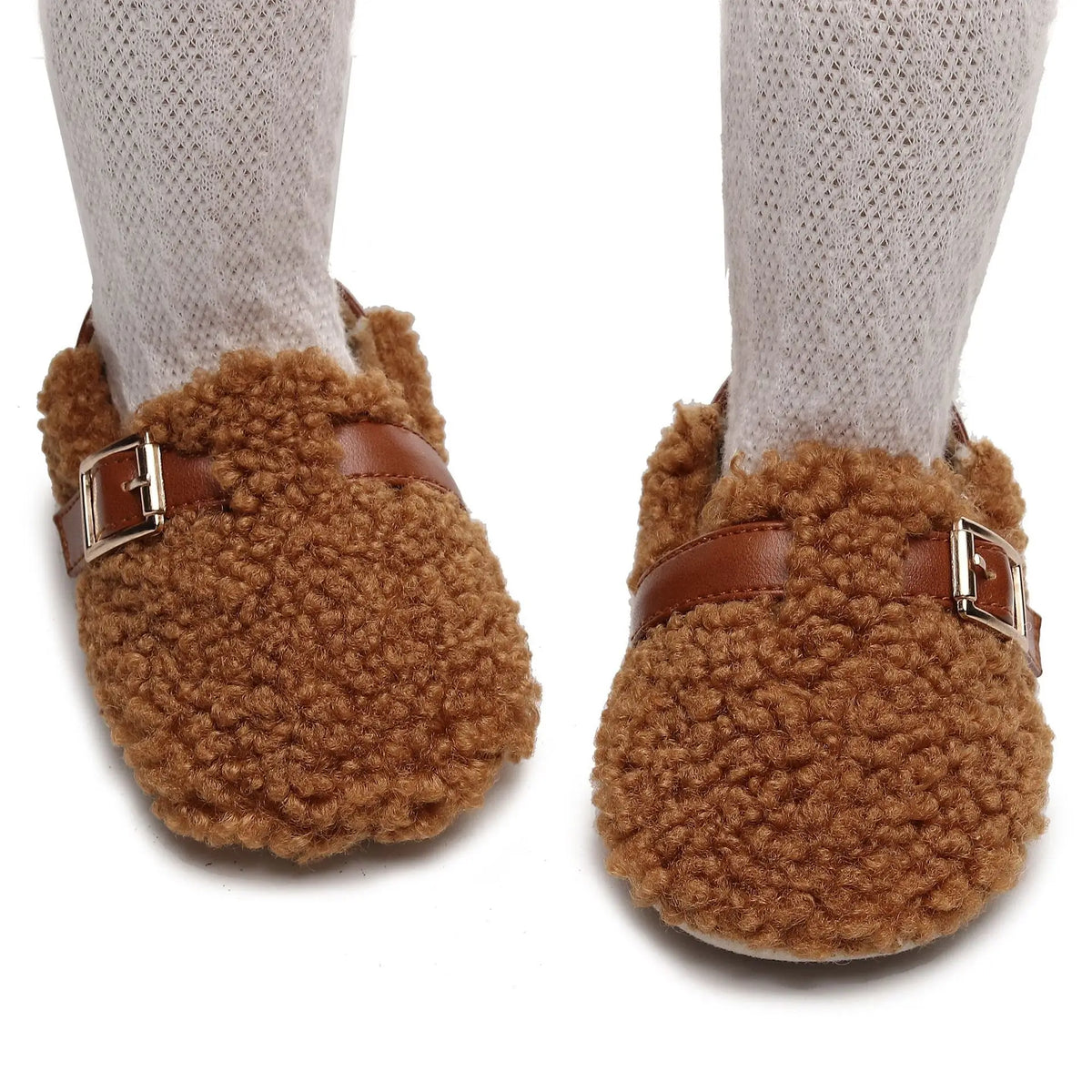 Zapatos para bebé recién nacido, calzado suave y cómodo para caminar, antideslizante para interiores, felpa cálida y gruesa para primeros pasos
