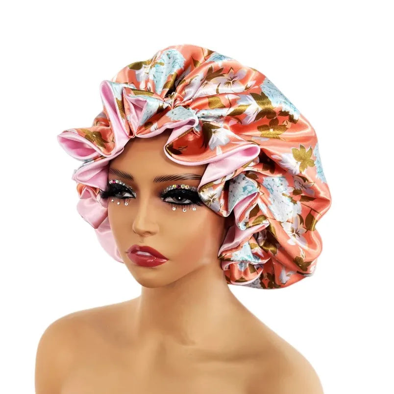 Nuevo Gorro de satén, gorro grande de satén forrado, gorro para dormir, gorro sedoso para dormir de noche, gorro para mujer, estilismo para el cabello