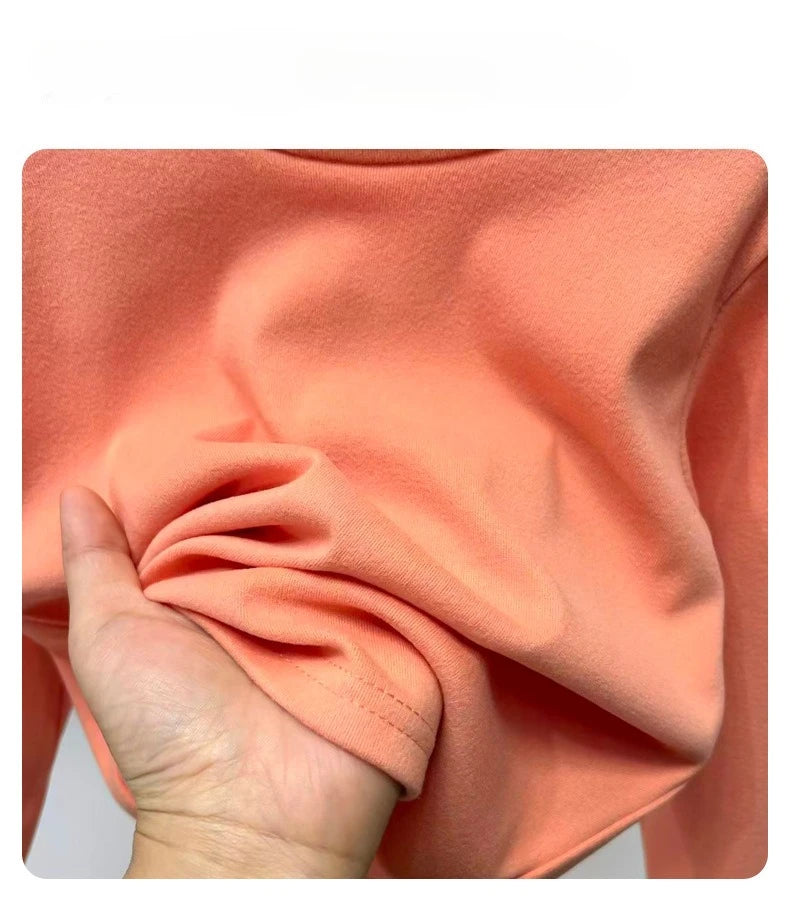 Top cálido de invierno para bebés, camiseta de manga larga con cuello medio alto y parte inferior de Color sólido interior de terciopelo para niños y niñas, ropa para niños