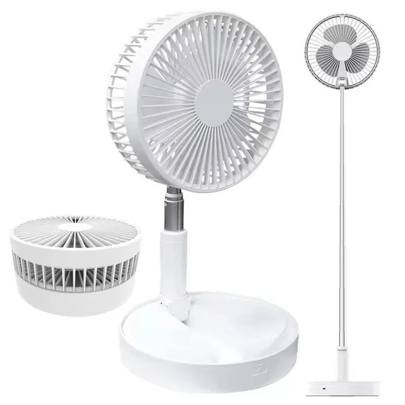 Ventilador portátil recargable, Mini suelo telescópico plegable, ventilador de verano de poco ruido, refrigeración para el hogar, dormitorio, oficina, escritorio