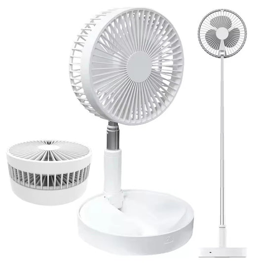 Wiederaufladbarer tragbarer Ventilator, Mini-Teleskop-Bodenventilator, faltbar, geräuscharmer Sommer-Ventilator, Kühlung für Zuhause, Schlafzimmer, Büro, Schreibtisch