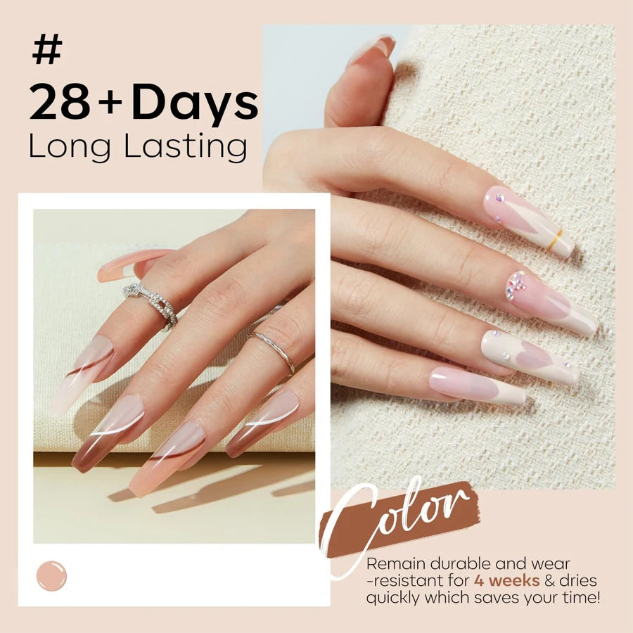 Set de 6 Esmaltes de Uñas en Gel, Color Té con Leche, Popular, UV LED, Fácil de Aplicar y Retirar, para Manicura Casera y de Salón