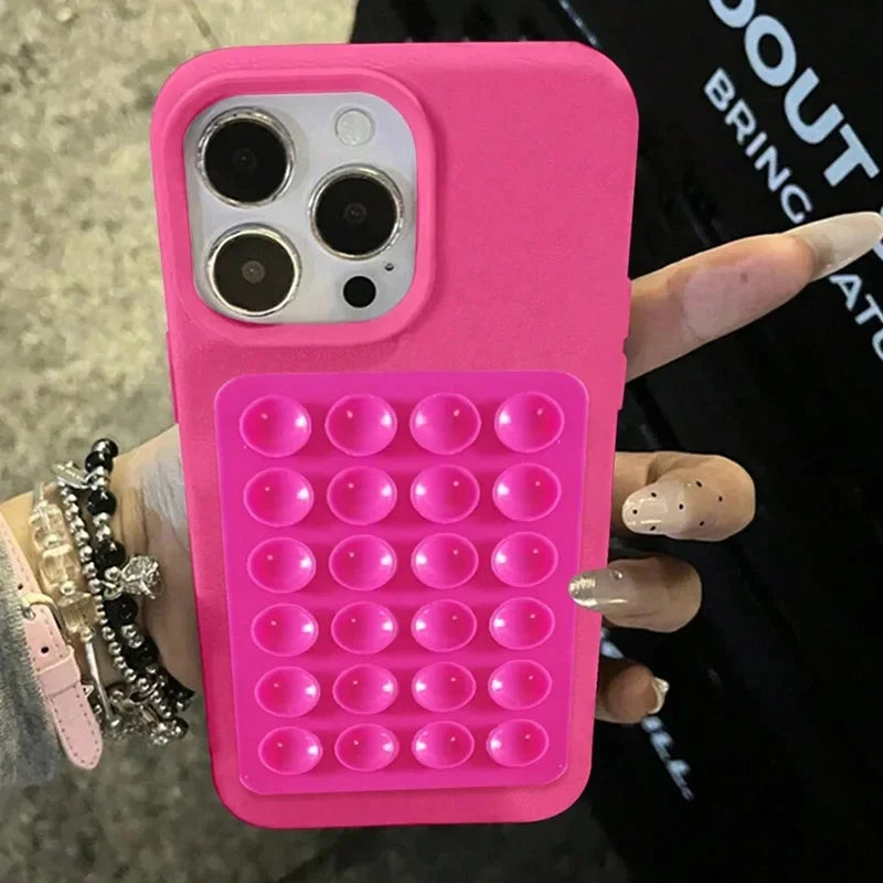 Funda para iPhone 17 16 15 Pro Plus 14 13 12 11 Pro Max, Antigolpes, de Lujo, con Soporte de Succión 3D, Diseño Litchi