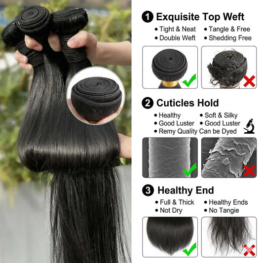 Paquetes de Cabello Humano Liso Natural de 30 y 40 Pulgadas, Extensiones de Cabello Virgen Negro Sin Procesar 14A de Alta Calidad