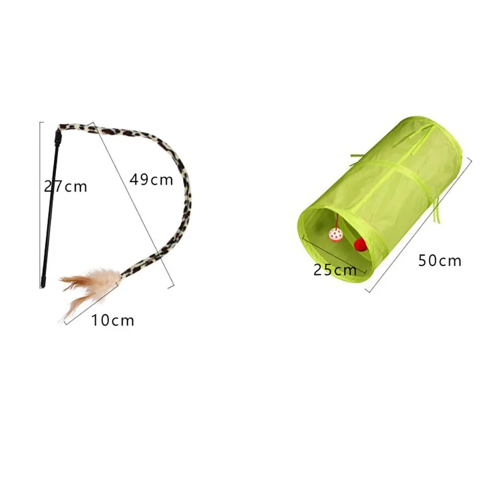 Paquete Variado de Juguetes para Gatitos - Set Combinado de Juguetes para Gatos, Juguete Divertido para Gatos, Varita con Ratón de Sisal, Bola con Campana, Suministros para Gatos