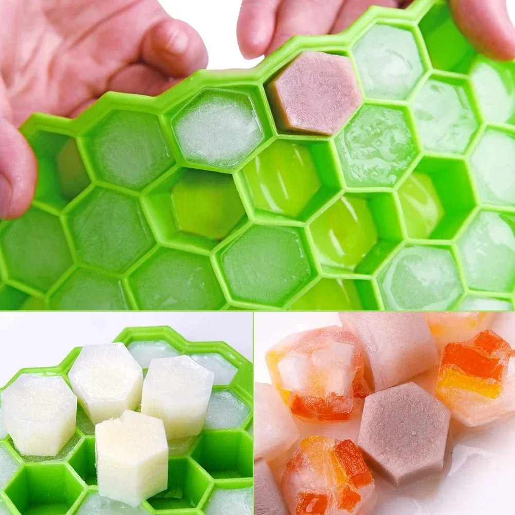 Molde para cubitos de hielo de 37 cavidades, molde para cubitos de hielo de silicona reutilizable, máquina para hacer helados sin BPA con tapas, molde para paletas DIY, bandejas para cubitos de hielo