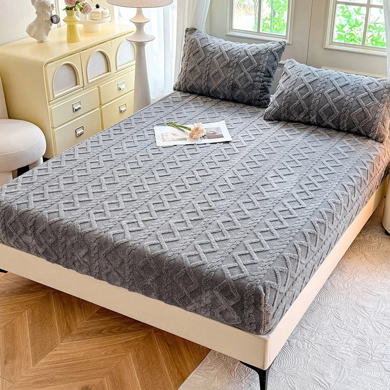 Sábana ajustable de lana Tafu de color sólido, funda protectora para colchón doméstico, antideslizante, de una sola pieza, sin funda de almohada, novedad de 2025