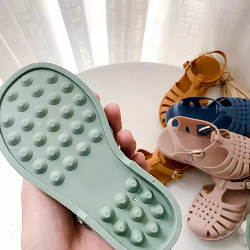 Sandalias de Playa para Niñas, Estilo Gladiador, Suaves, Antideslizantes, Tipo Jelly, Planas, Retro, Romanas, para el Verano