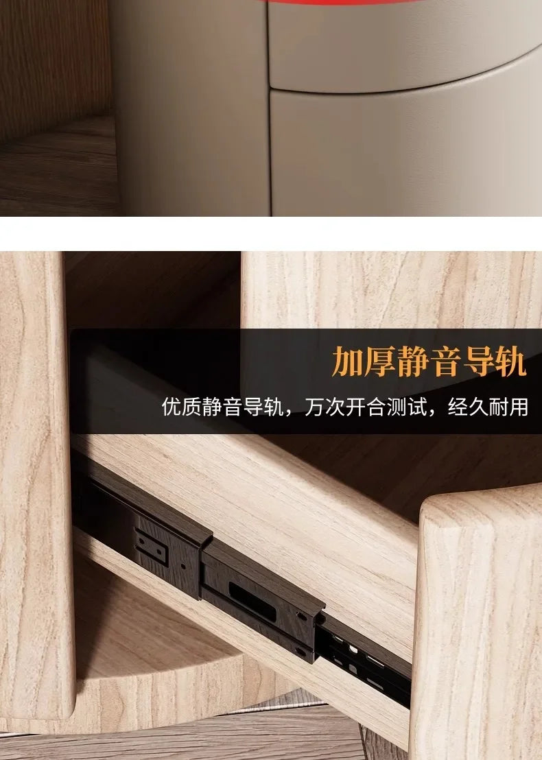 Gabinete lateral para sofá de sala de estar, mesita de noche redonda creativa de madera maciza, nuevo gabinete de almacenamiento para dormitorio pequeño y moderno y sencillo
