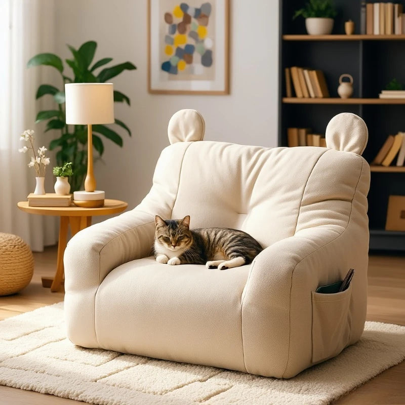 Sofá cama para gatos con diseño de dibujos animados, cama para mascotas lavable desmontable para gatos de interior, soporte de hasta 2,72 KG, regalos acogedores para muebles para mascotas