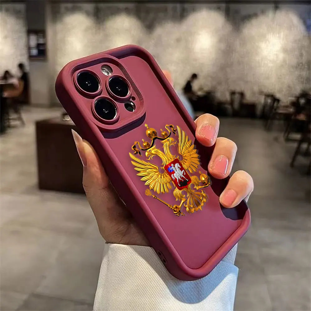 Funda de teléfono con emblema de banderas rusas para iPhone 15 14 13 12 11 Pro XS Max X XR SE 7 8 6 6S Plus Funda de silicona suave Funda Coque
