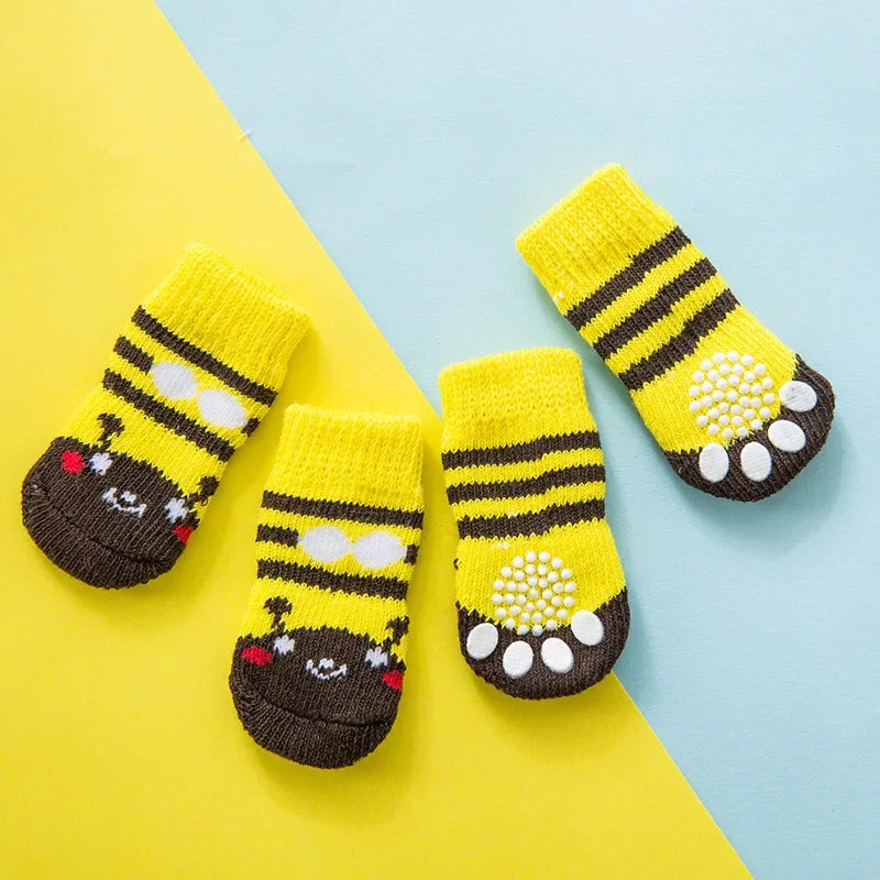 4Pcs/Set Pet Socks Anti Slip Dog Foot Cover Set Teddy Dog Shoes Set 4 Dogs Socks Puppy Socks Dogs Shoes for Small Dogs