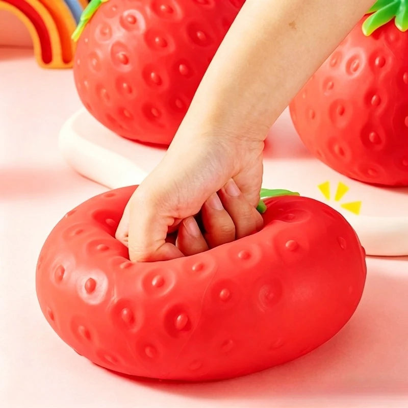 Juguete Blandito Gigante de Fresa, Tamaño Extra Grande, Juguetes Sensoriales de Fresa de Levantamiento Lento, Bola Moldeable para Aliviar el Estrés, Regalos para Adultos y Amigos