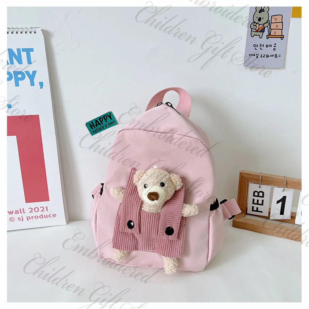 Mochila con nombre personalizado para niños, mochila bordada con dibujos animados para bebé, bolsa de libros para jardín de infantes, mochilas para salir, novedad