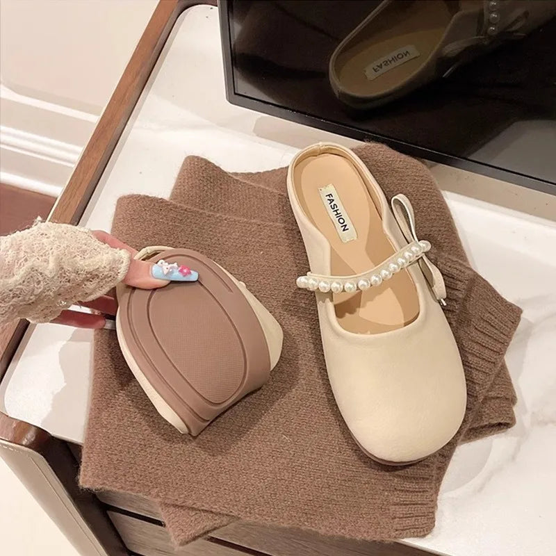 Sandalias Mary Jane de mujer, estilo nuevo, para primavera y verano, con suela plana, suave, cerrada y tipo pantufla.