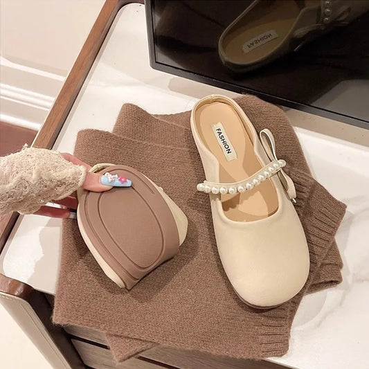 Sandalias Mary Jane de mujer, estilo nuevo, para primavera y verano, con suela plana, suave, cerrada y tipo pantufla.