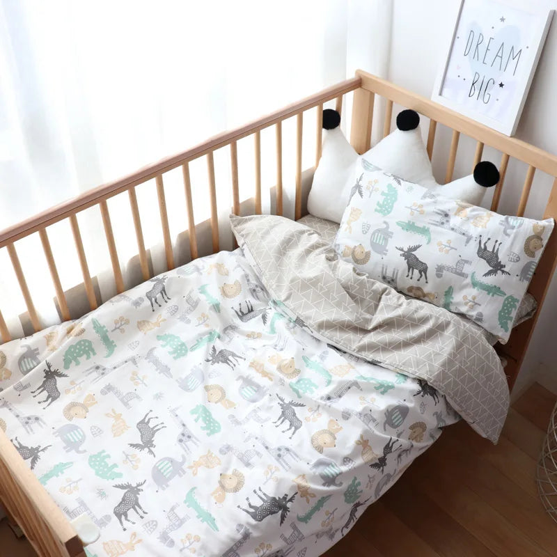 Juego de cama para cuna de bebé, ropa de cama de algodón, kit de cuna para niño y niña, incluye funda de almohada, funda nórdica, decoración para habitación de niños, 3 uds.