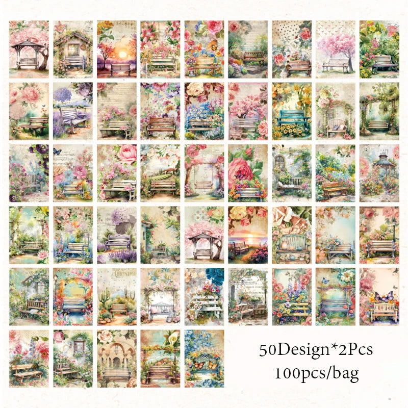 Mr. Paper 4 estilos 100 unids/pack serie susurrador de jardín material libro manual de bricolaje decoración de papel de fondo