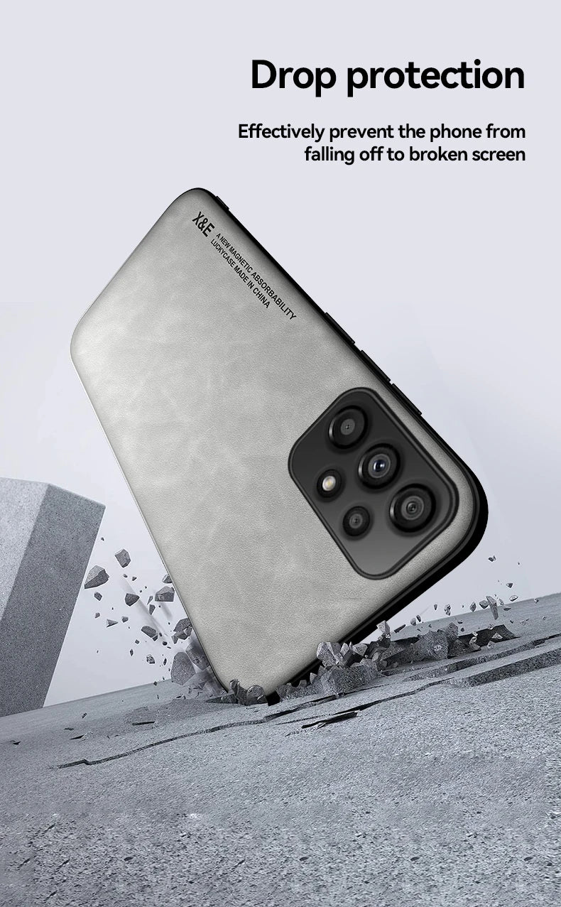 Funda de teléfono de cuero esmerilado magnético con placa de hierro oculta para Xiaomi 17 Pro Max 15T 15 14 14T 13 13T 12 12T 11 11T Pro